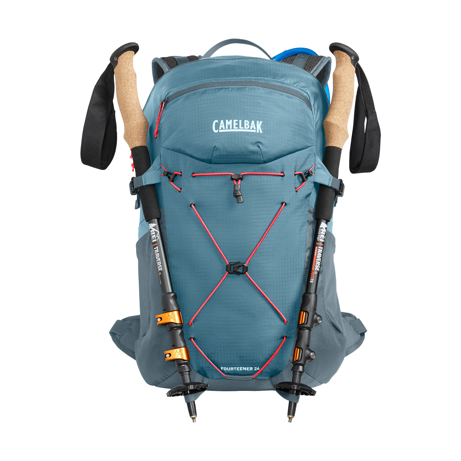 Women's Fourteener 24 100oz, Smoke Blue/Fiery Coral